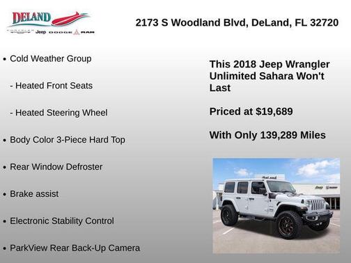 Bright White Clearcoat 2018 Jeep Wrangler Unlimited Sahara