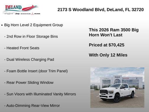 Bright White Clearcoat 2026 RAM 3500 Big Horn Crew Cab 4x4 6'4' Box