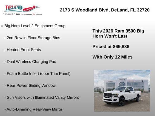 Bright White Clearcoat 2026 RAM 3500 Big Horn Crew Cab 4x4 6'4' Box