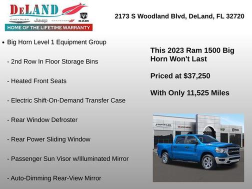 Hydro Blue Pearlcoat 2023 RAM 1500 Big Horn/Lone Star
