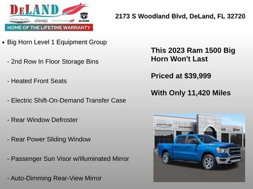 Hydro Blue Pearlcoat 2023 RAM 1500 Big Horn/Lone Star