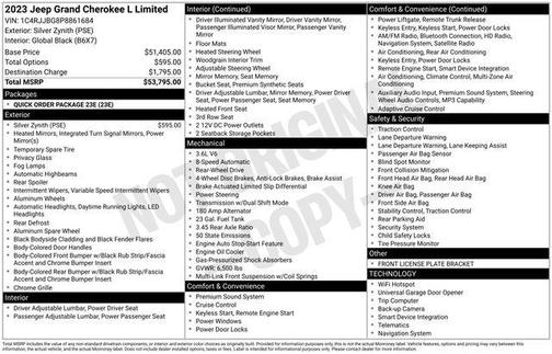 Silver Zynith 2023 Jeep Grand Cherokee L Limited