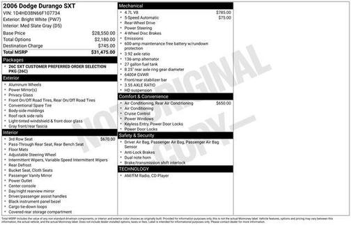 Bright White Clearcoat 2006 Dodge Durango SXT