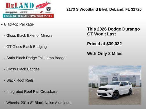 DB Black Clearcoat 2026 Dodge Durango GT RWD