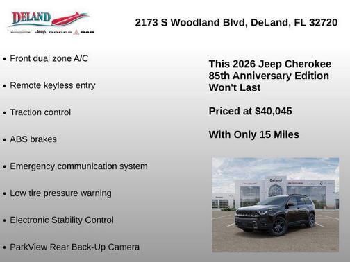Diamond Black Crystal Pearlcoat 2026 Jeep Cherokee 85th Anniversary 4x4