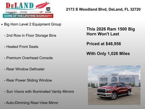 Delmonico Red Pearlcoat 2026 RAM 1500 Big Horn/Lone Star