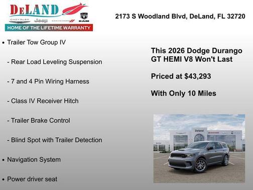 Destroyer Gray Clearcoat 2026 Dodge Durango GT HEMI V8