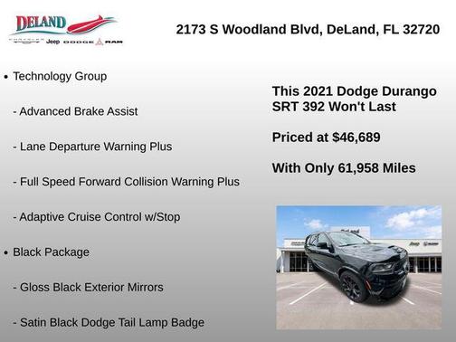 DB Black Clearcoat 2021 Dodge Durango SRT 392 AWD