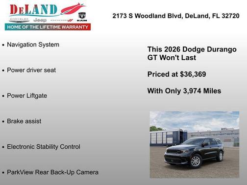 DB Black Clearcoat 2026 Dodge Durango GT RWD