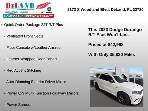 White Knuckle Clearcoat 2023 Dodge Durango R/T Plus AWD