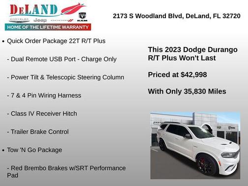 White Knuckle Clearcoat 2023 Dodge Durango R/T Plus AWD
