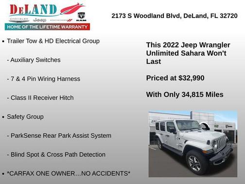 Bright White Clearcoat 2022 Jeep Wrangler Unlimited Sahara