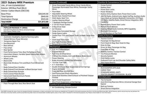 2021 Subaru WRX Premium