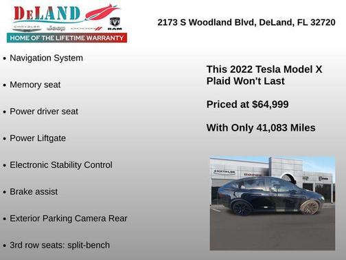 Solid Black 2022 Tesla Model X Plaid Tri Motor All-Wheel Drive