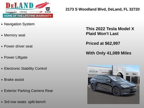 Solid Black 2022 Tesla Model X Plaid Tri Motor All-Wheel Drive