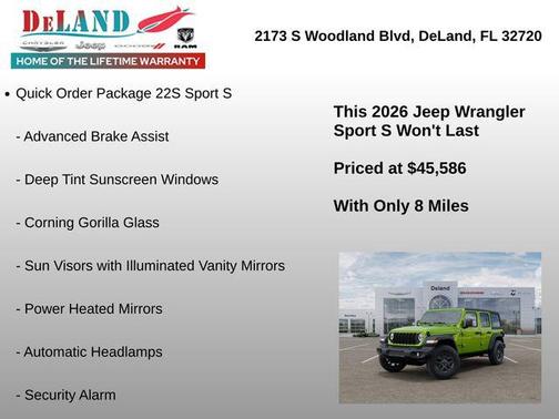 Mojito Clearcoat 2026 Jeep Wrangler Sport S