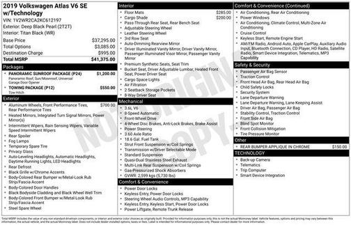 2019 Volkswagen Atlas 3.6L SE w/Technology