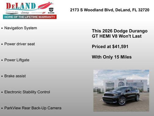 DB Black Clearcoat 2026 Dodge Durango GT HEMI V8 AWD