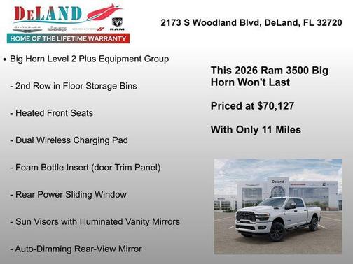 Bright White Clearcoat 2026 RAM 3500 Big Horn Crew Cab 4x4 6'4' Box