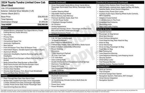 Celestial Silver Metallic 2024 Toyota Tundra Limited