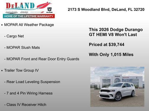 White Knuckle Clearcoat 2026 Dodge Durango GT HEMI V8 AWD