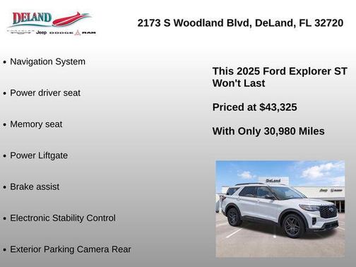 Star White Metallic Tri-Coat 2025 Ford Explorer ST