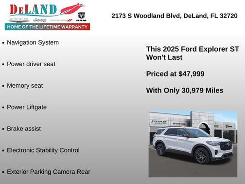 Star White Metallic Tri-Coat 2025 Ford Explorer ST