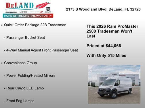 Bright White Clearcoat 2026 RAM ProMaster 2500 Tradesman