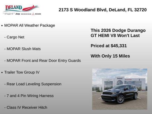 DB Black Crystal Clearcoat 2026 Dodge Durango GT HEMI V8 AWD