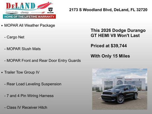 DB Black Crystal Clearcoat 2026 Dodge Durango GT HEMI V8 AWD