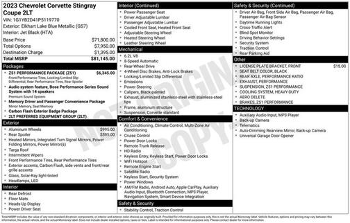 Elkhart Lake Blue Metallic 2023 Chevrolet Corvette 2LT