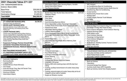Black 2021 Chevrolet Tahoe Z71