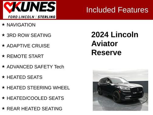 Infinite Black Metallic Clearcoat 2024 Lincoln Aviator Reserve AWD