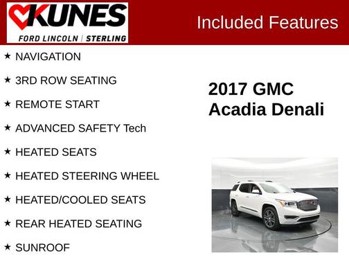White Frost Tricoat 2017 GMC Acadia Denali