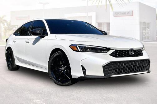 Platinum White Pearl 2025 Honda Civic Hybrid Sport Touring