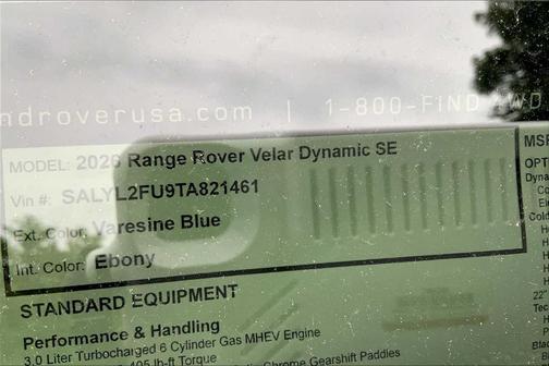 2026 Land Rover Range Rover Velar P400 Dynamic SE