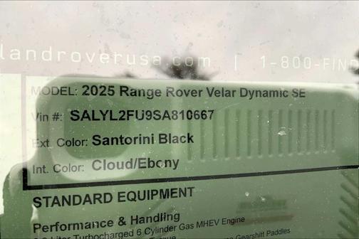 2025 Land Rover Range Rover Velar P400 Dynamic SE
