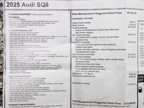 Sakhir Gold Metallic 2025 Audi SQ8 4.0T Premium Plus