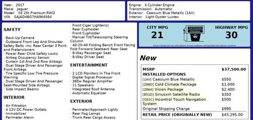 2017 Jaguar XE 25t Premium