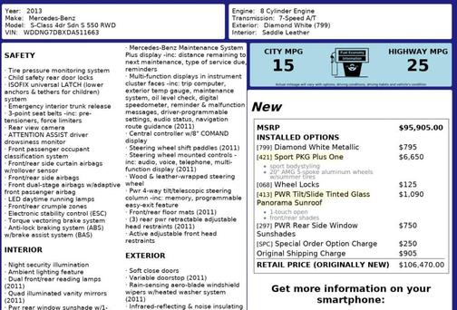 Diamond White 2013 Mercedes-Benz S-Class S 550 Sedan 4D