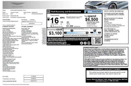 Blue 2016 Aston Martin Vanquish Volante