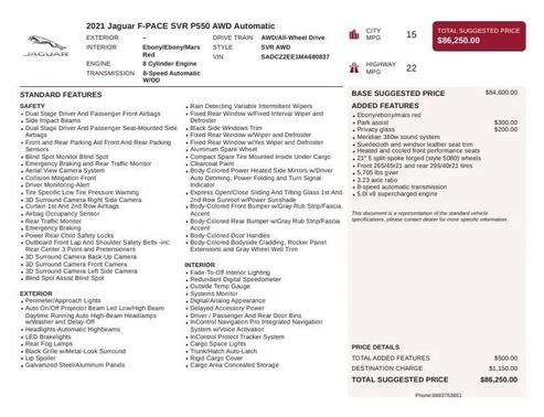 2021 Jaguar F-PACE SVR P550 AWD Automatic