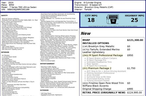 Brooklyn Grey Metallic 2024 BMW 760 xDrive