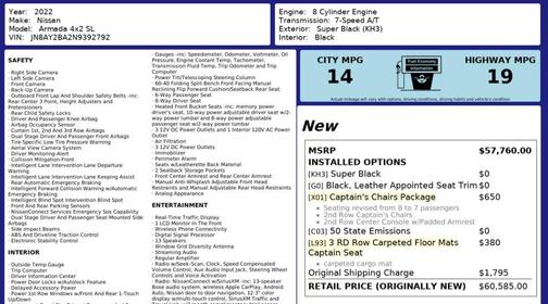 Super Black 2022 Nissan Armada SL 2WD