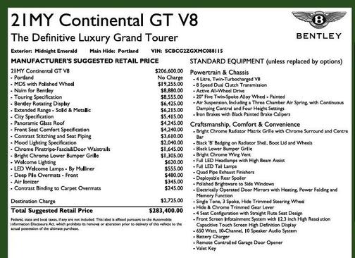 2021 Bentley Continental GT V8