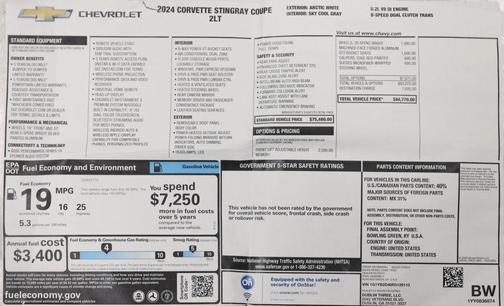 2024 Chevrolet Corvette Stingray w/2LT