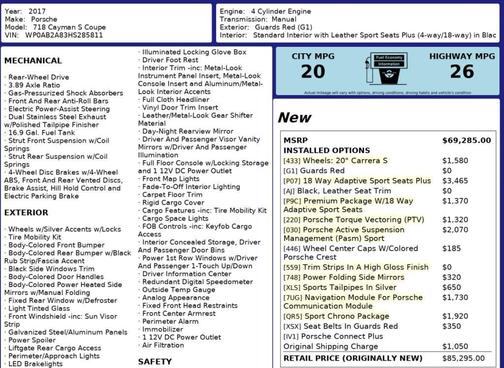 2017 Porsche 718 Cayman S