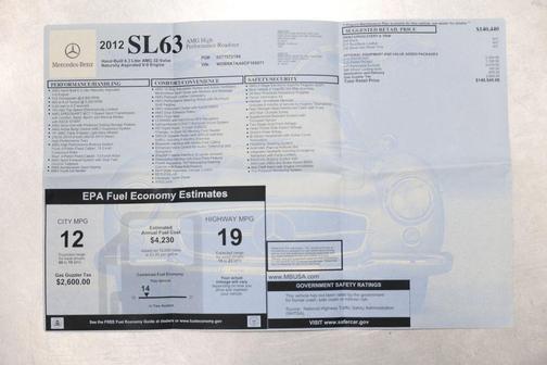 2012 Mercedes-Benz SL-Class SL 63 AMG Roadster 2D