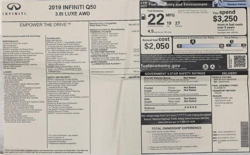 Black Obsidian 2019 INFINITI Q50 3.0t LUXE