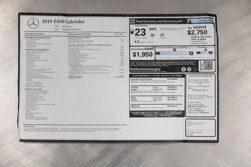 2019 Mercedes-Benz E-Class E 450 Cabriolet 2D